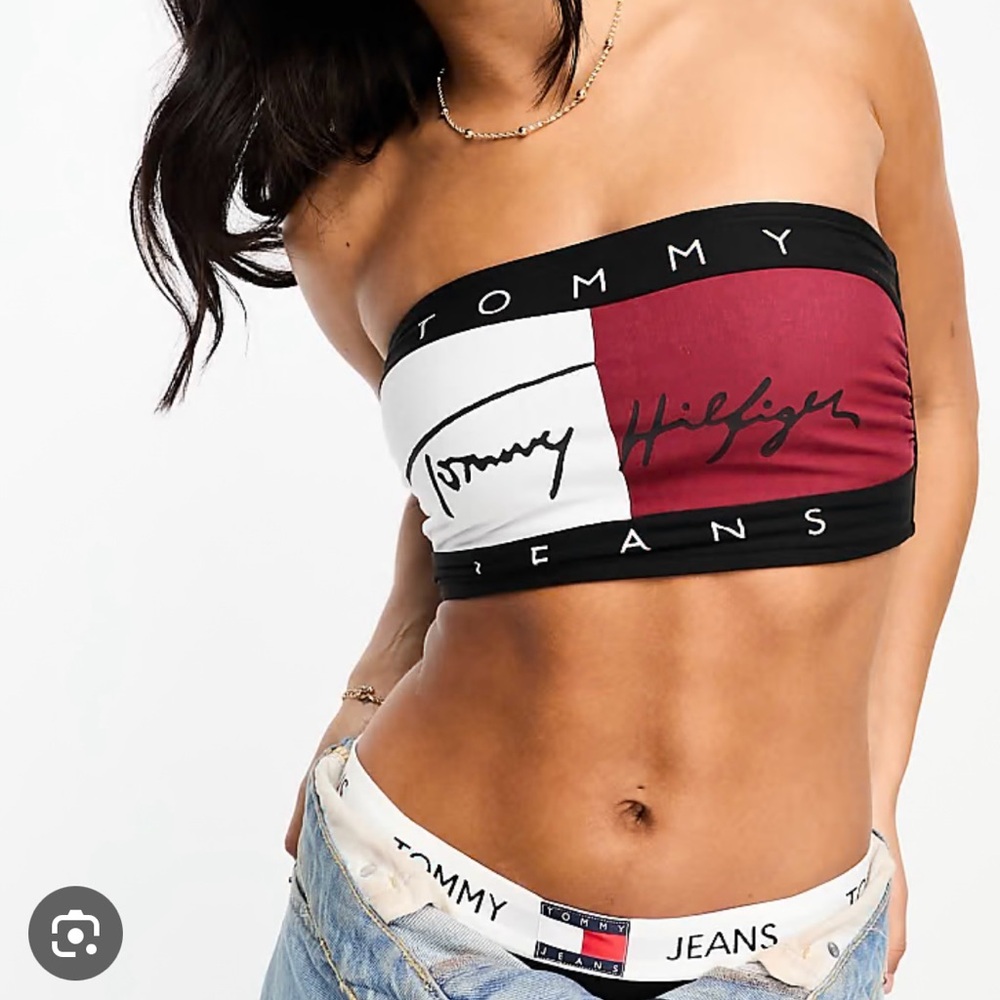 Tommy Hilfiger Black and Red Tube Top